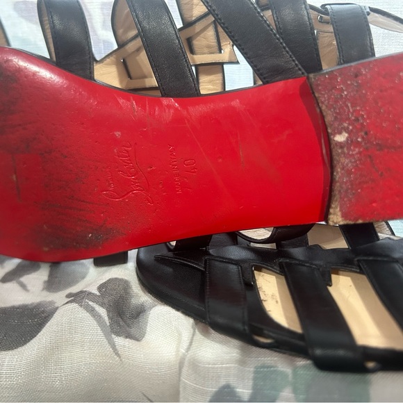 Christian Louboutin Black Leather Gladiator Sandals - Picture 2 of 2